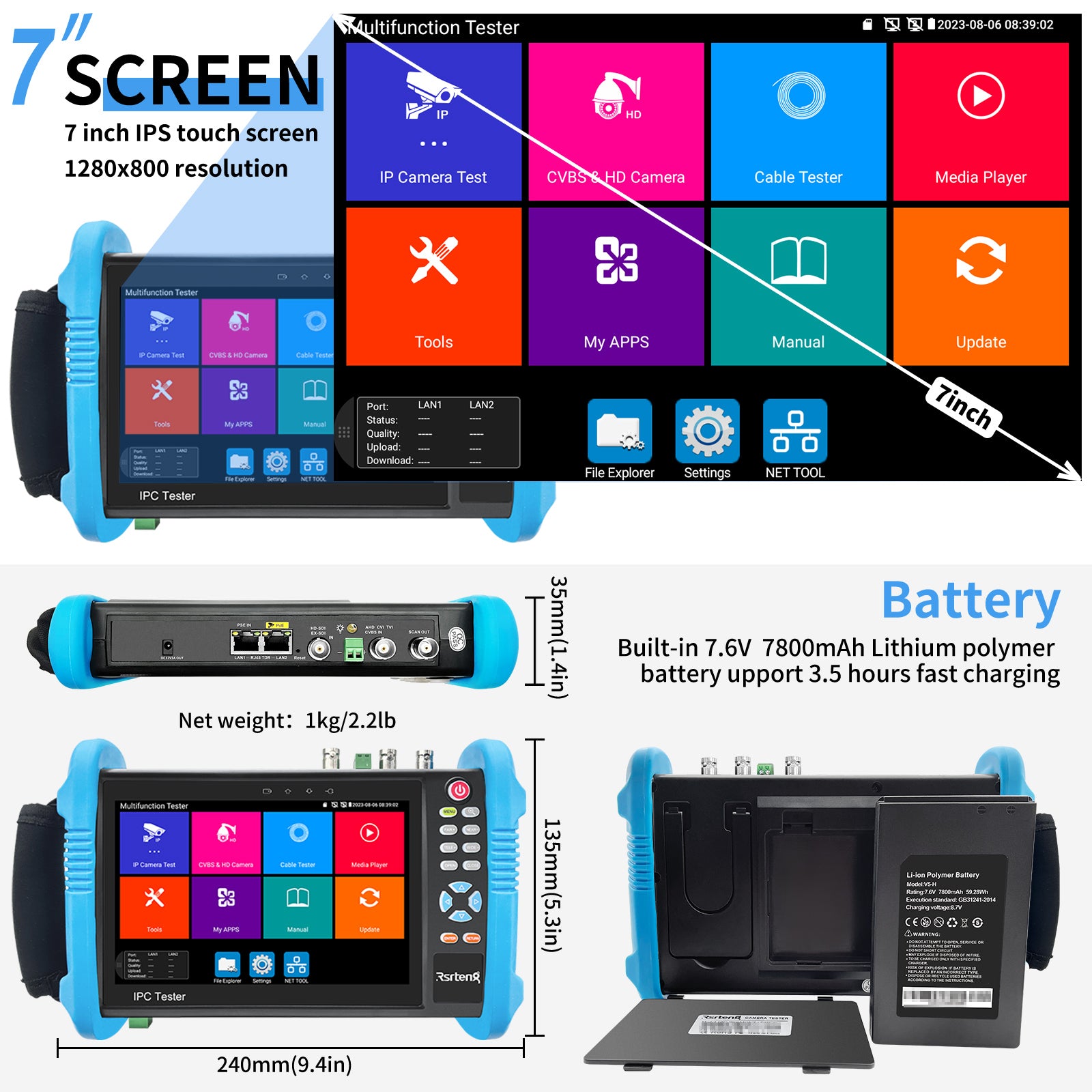 Rsrteng IPC-9800ADHS Pro 8K security camera tester CCTV tester