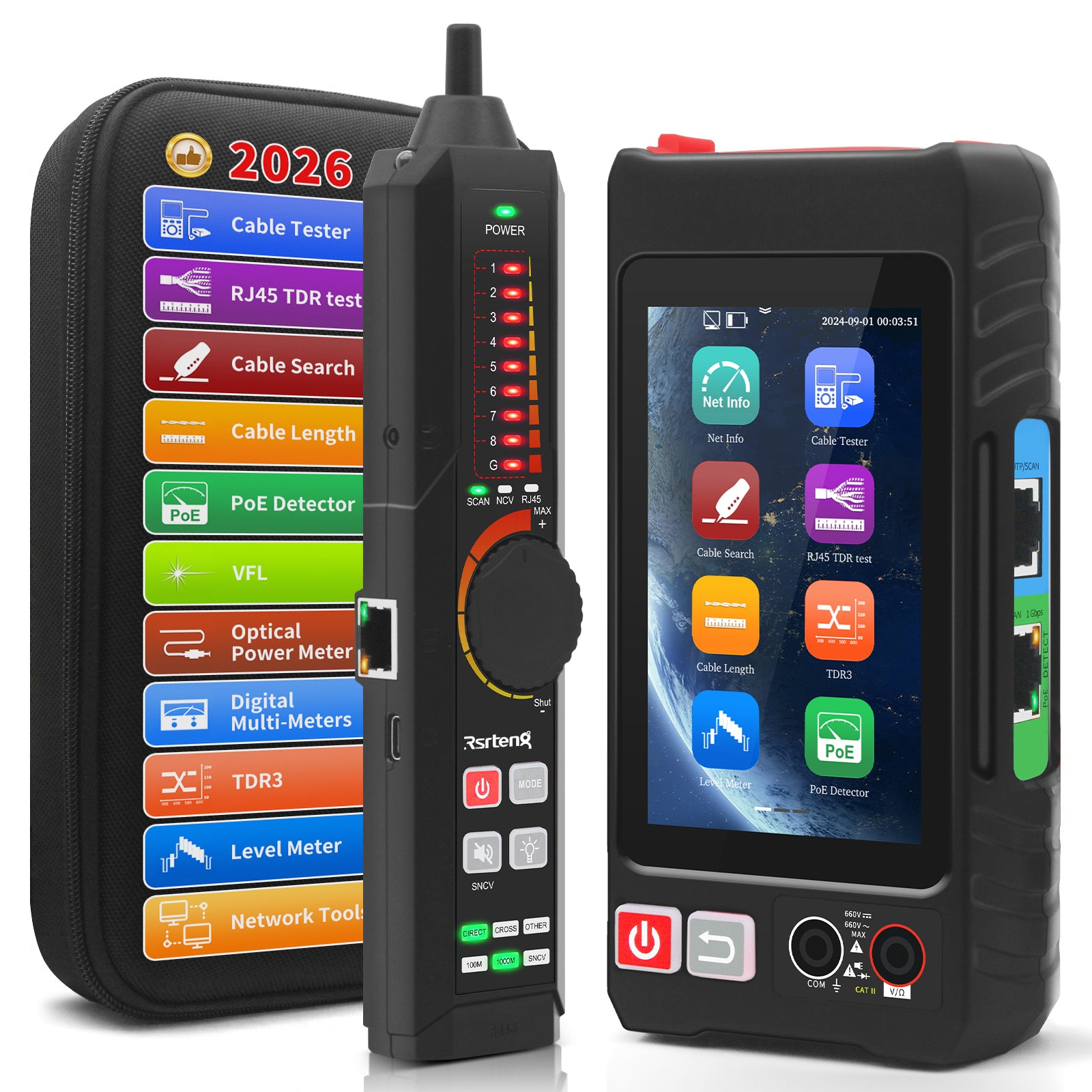 Rsrteng LT-600T 4-inch Professional Multi-function Network Cable Tester