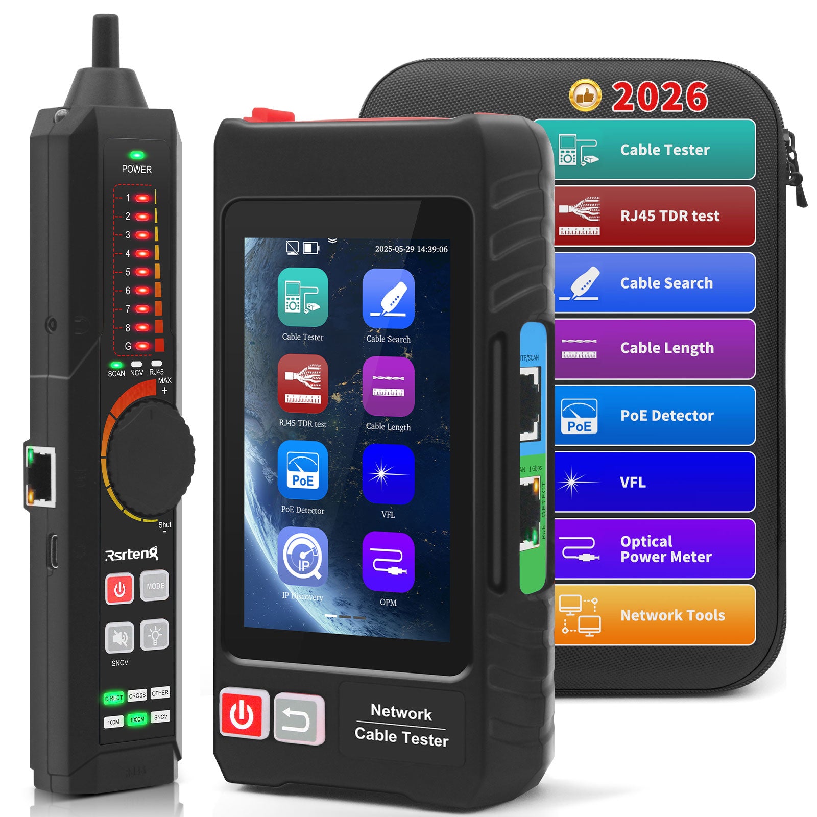 Rsrteng LT-600S 4-inch Professional Multi-function Network Cable Tester