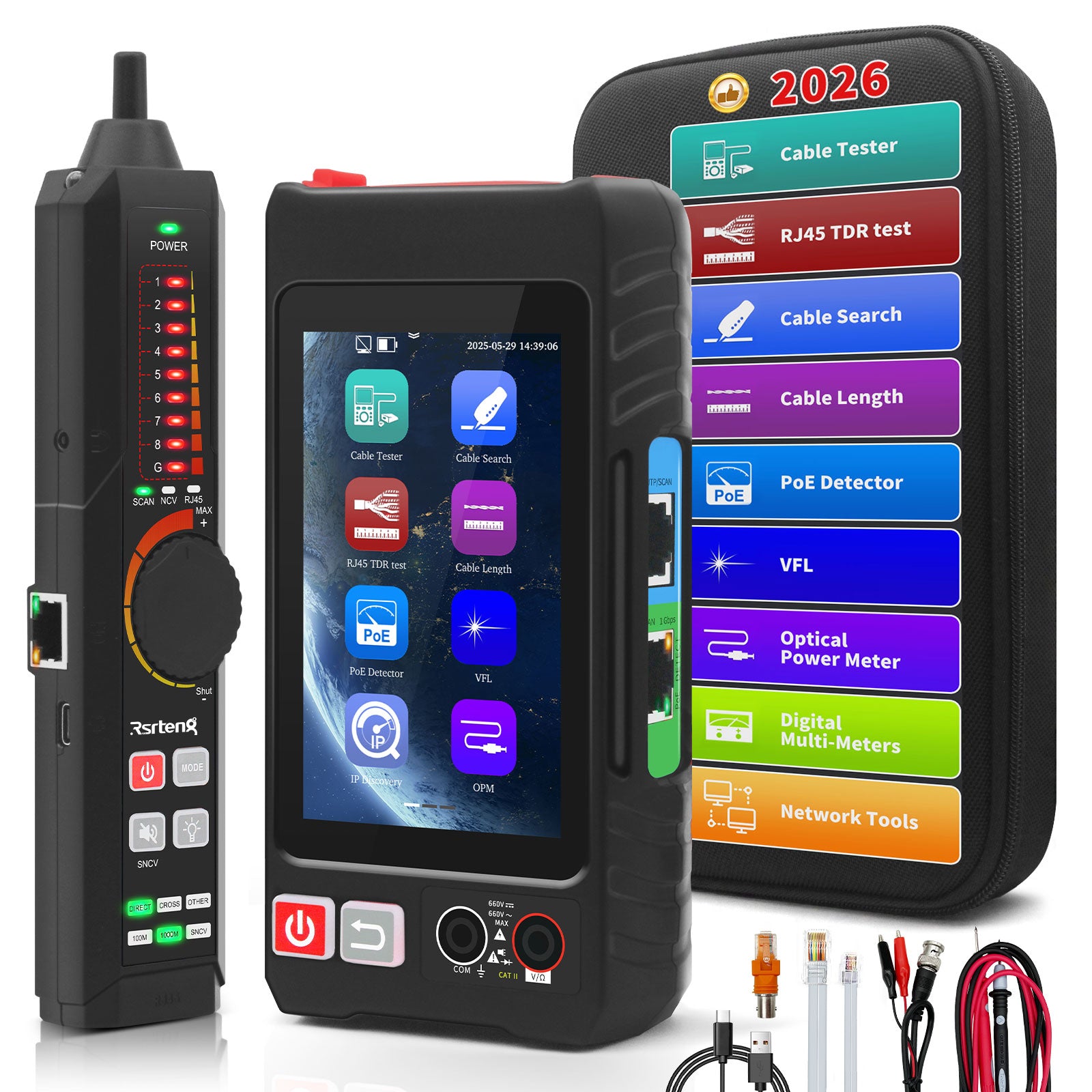 Rsrteng LT-600M 4-inch Professional Multi-function Network Cable Tester