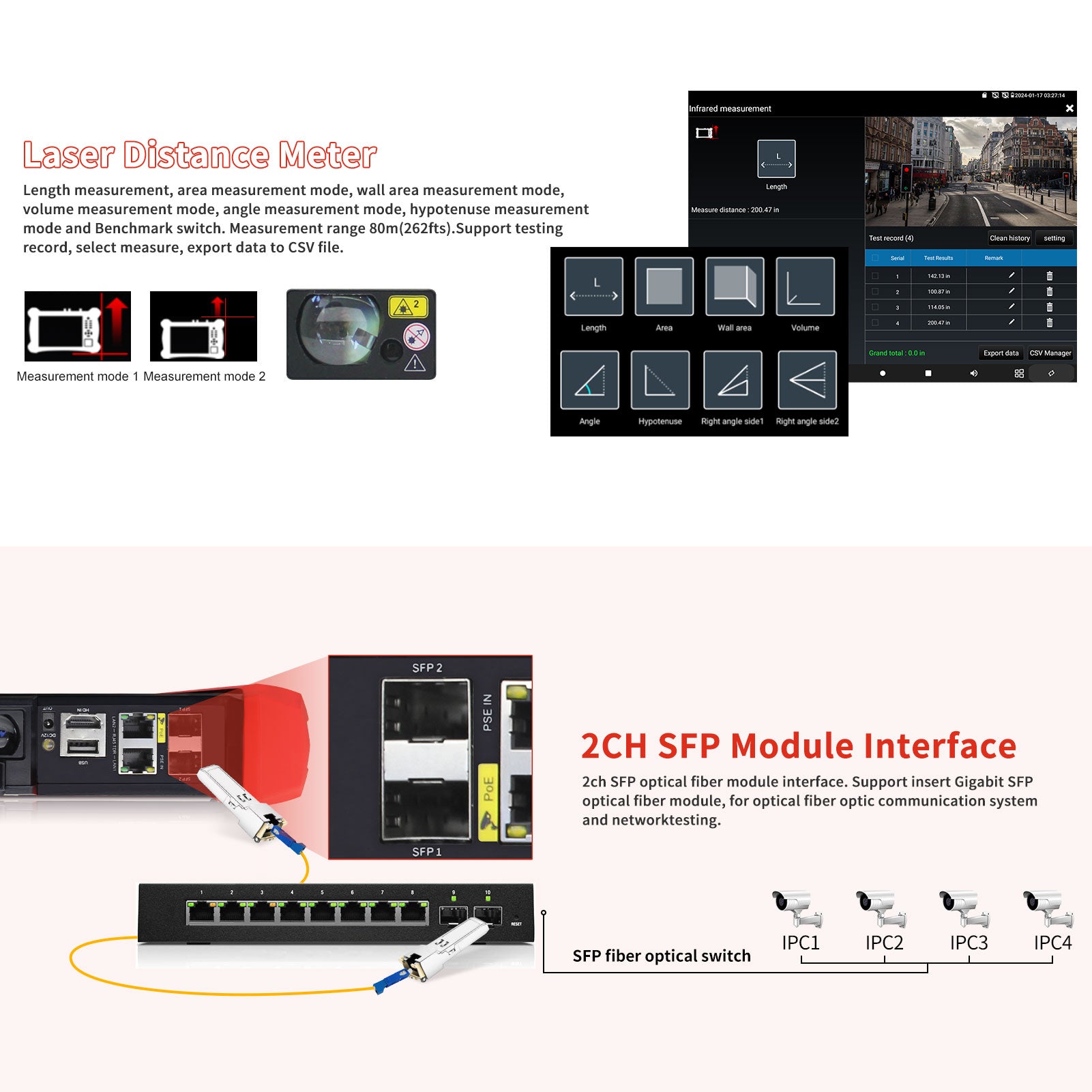 Testeur De Caméra IP 8K Rsrteng - Écran 8", Multifonction (AHD, CVI, TVI, SDI, SFP) - Neuf, Garantie 1 An