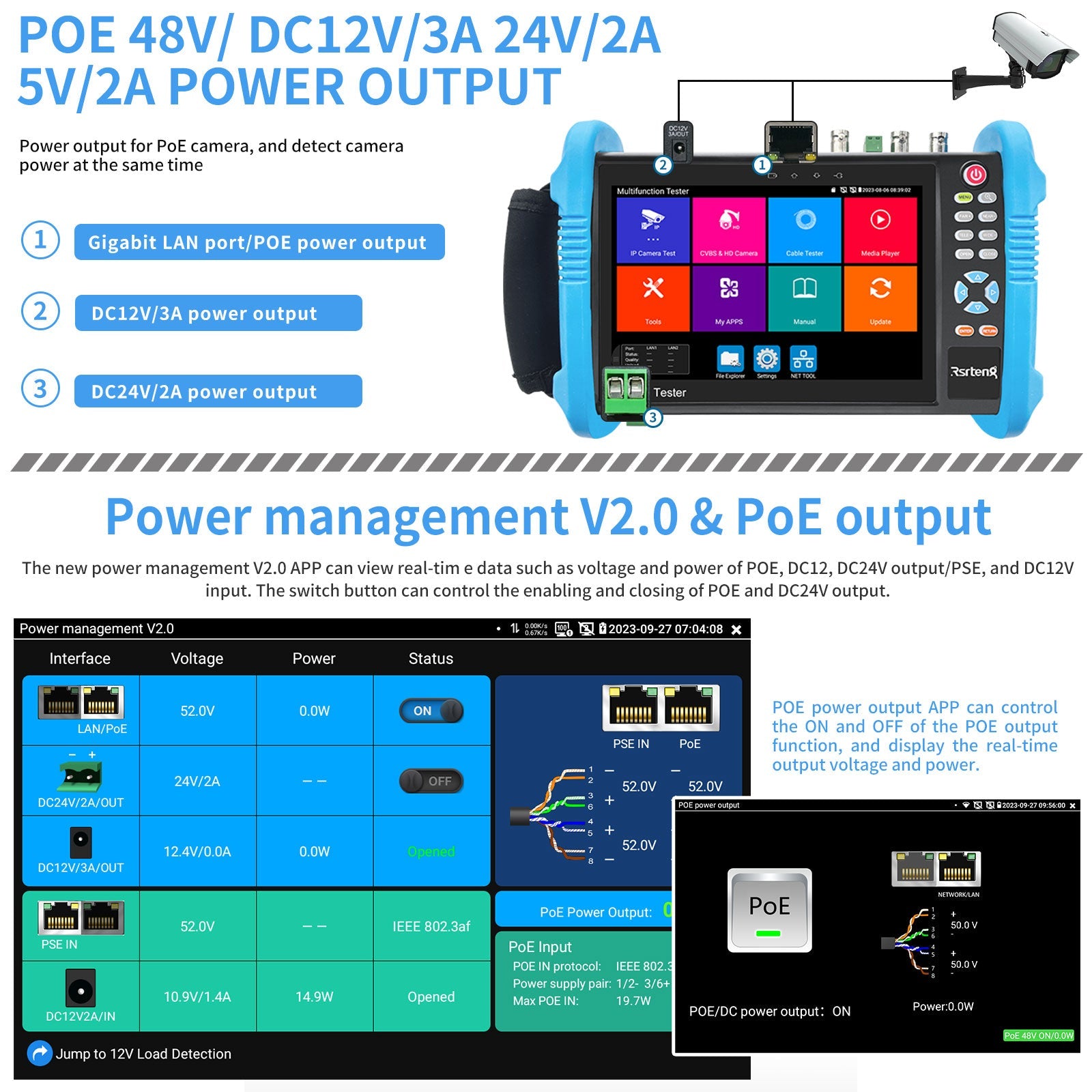 Rsrteng CCTV Tester,IPC-7600COVTADHS Plus 8K 32MP IP Camera Tester With Cable Tracer 4k 8mp Ahd Cvi Tvi Sdi Cvbs Test Full Features 7 Touch Screen Monitor Support Opm Vfl Tdr Hdmi Vga Wifi Audio Poe